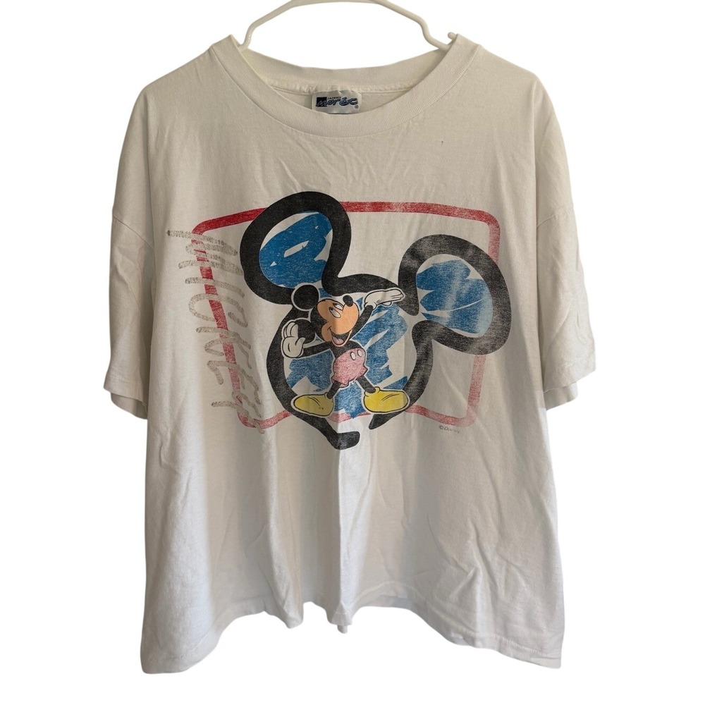 Vintage 90s Disney Mickey Mouse Jacques Moret USA Graphic T Shirt One Size